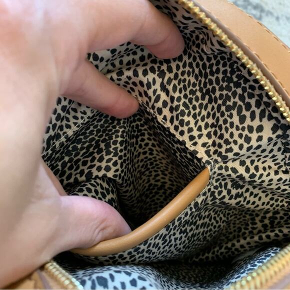 Light Tan Leather Crossbody Round Mini Bag - Picture 7 of 13